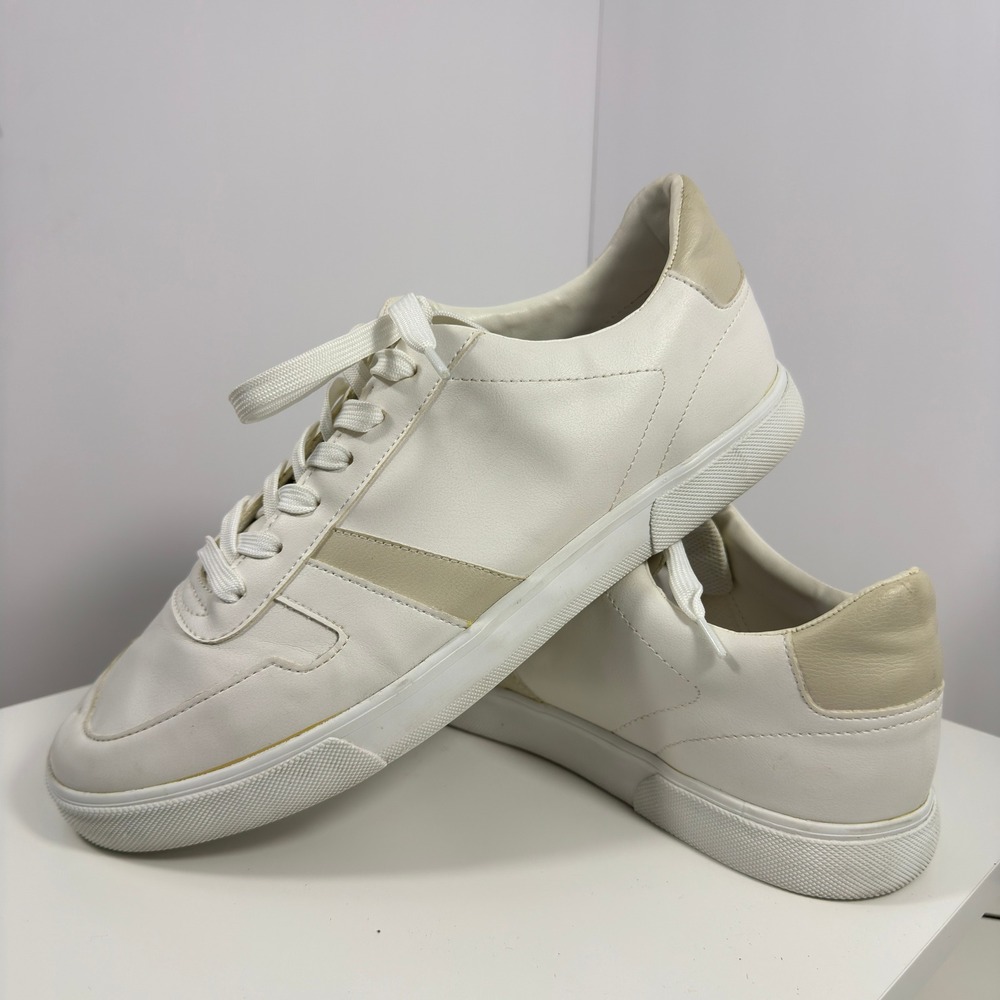Zara Retro Side Stripe Trainers Mens 44 White Beige Casual Skate Shoes